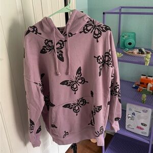 Purple Hoodie with Black Butterfly Print